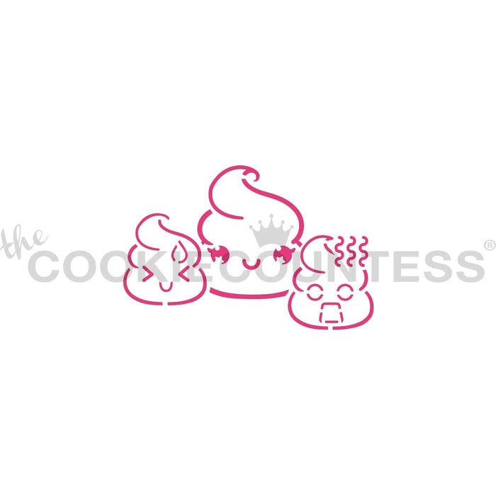 Poop emoji pyo cookie stencil