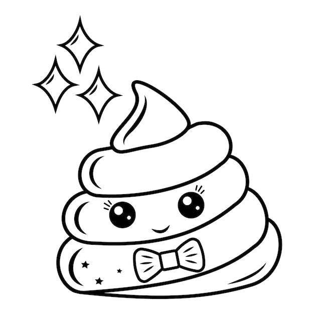 Premium vector cute character poop kawaii black outline vector isolated illustration in doodle style