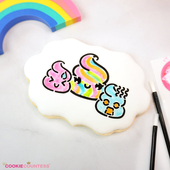 Poop emoji pyo cookie stencil