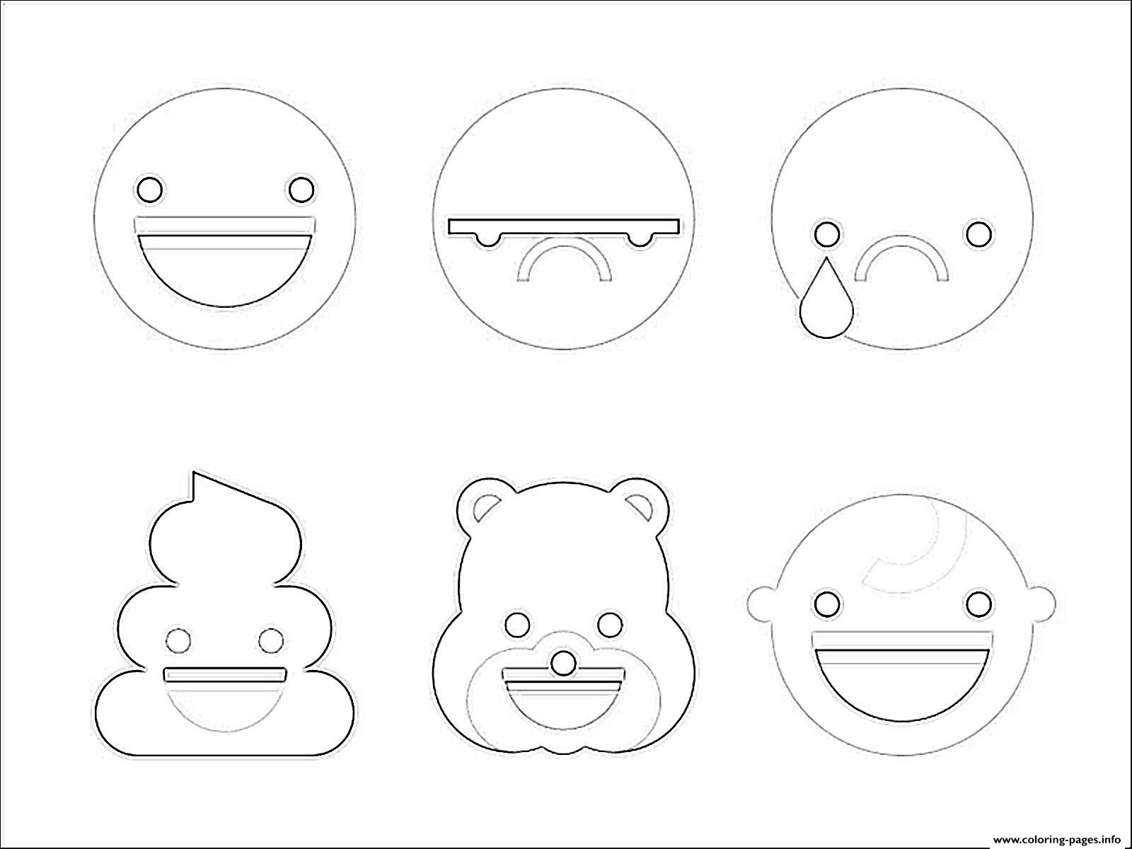 Emoji poop cry happy smile bear emoticon coloring page printable