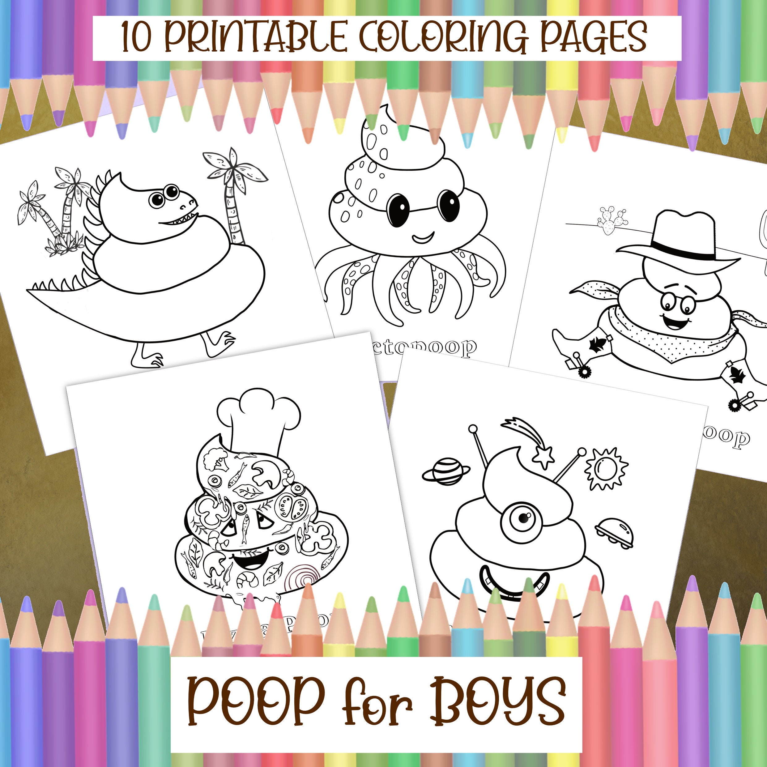 Poop for boys printable coloring pages with funny poop