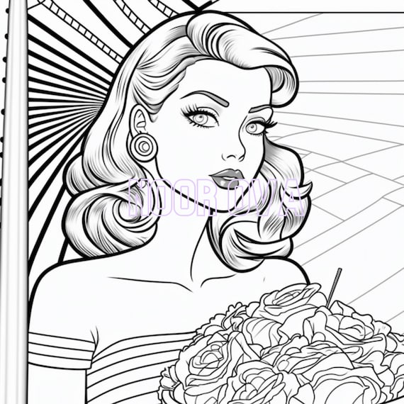 Coloring therapy for fans of retro style printable pop art pages of s and s fashion