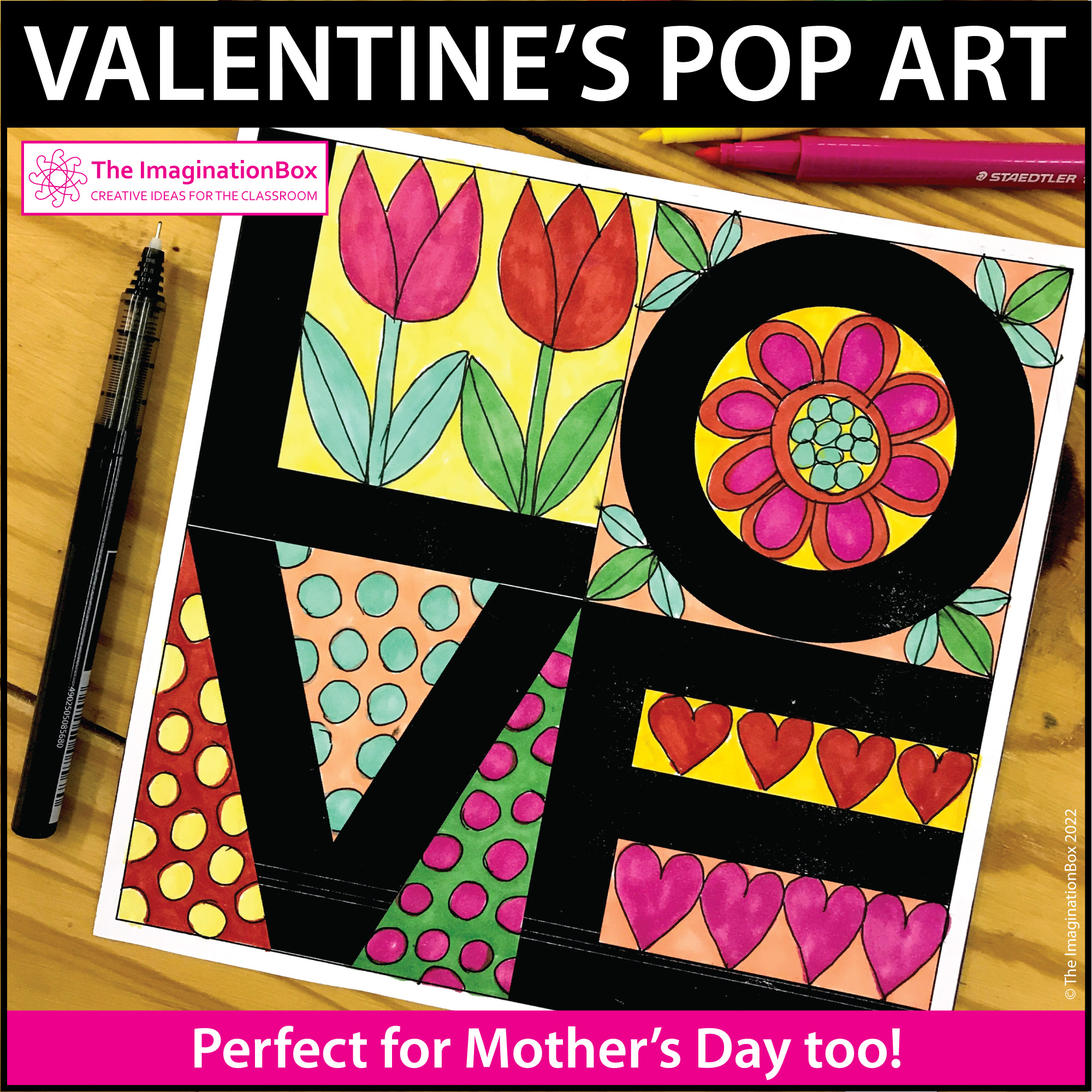 Valentines day fun pop art coloring pages