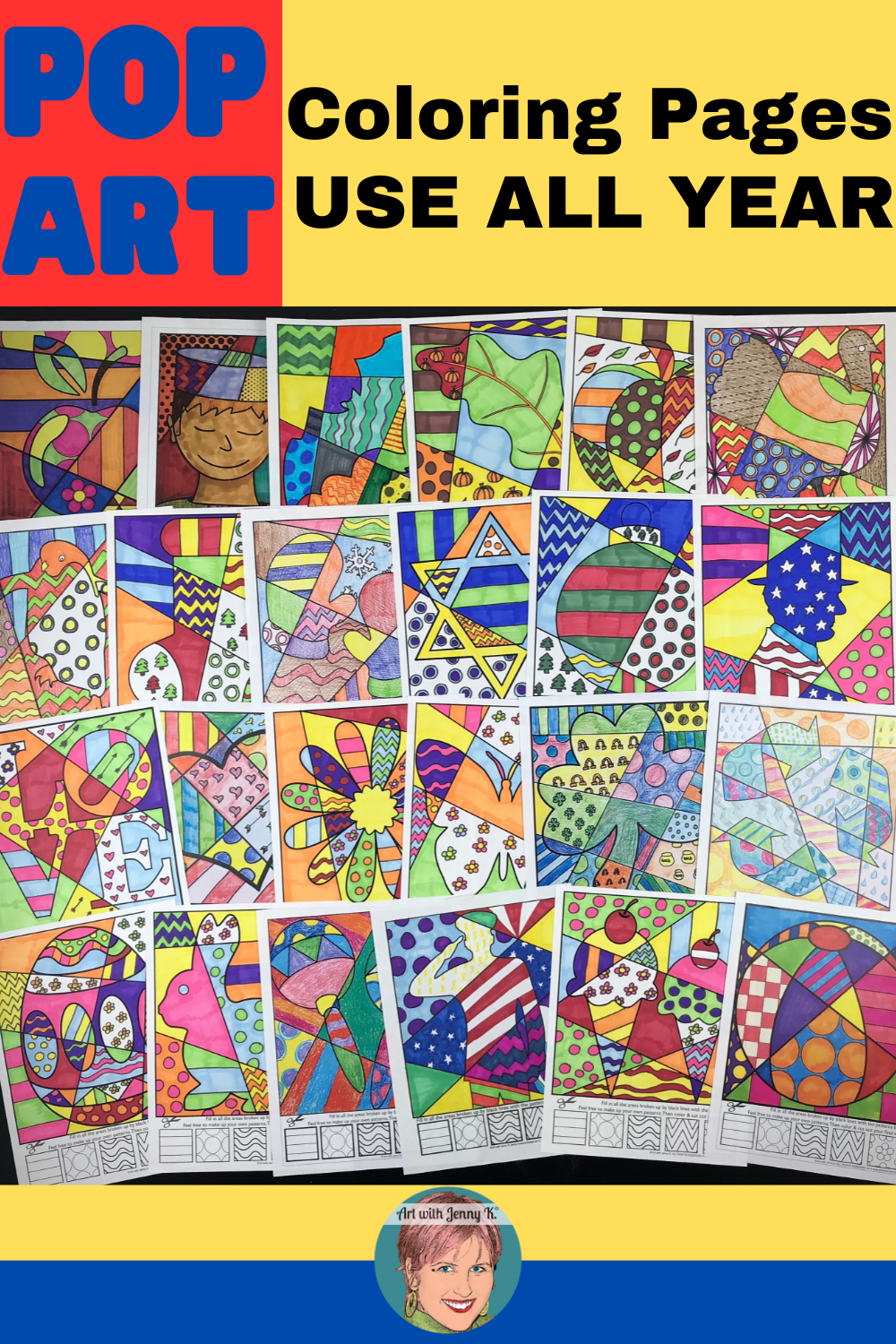 All year pop art coloring pages