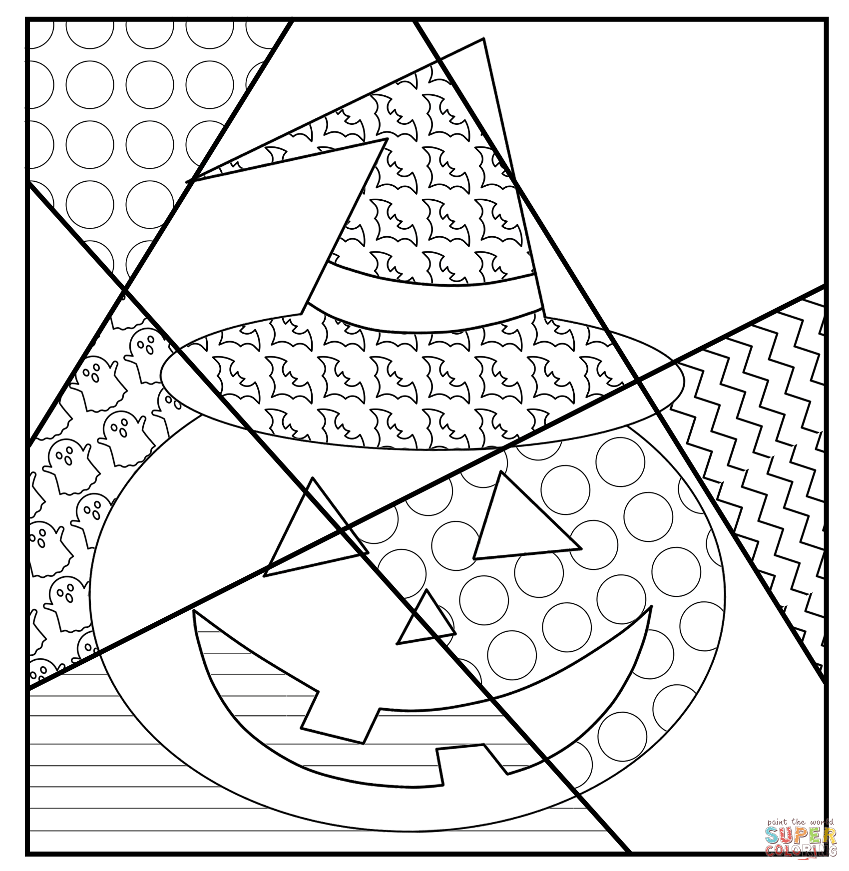 Jack o lantern pop art coloring page free printable coloring pages