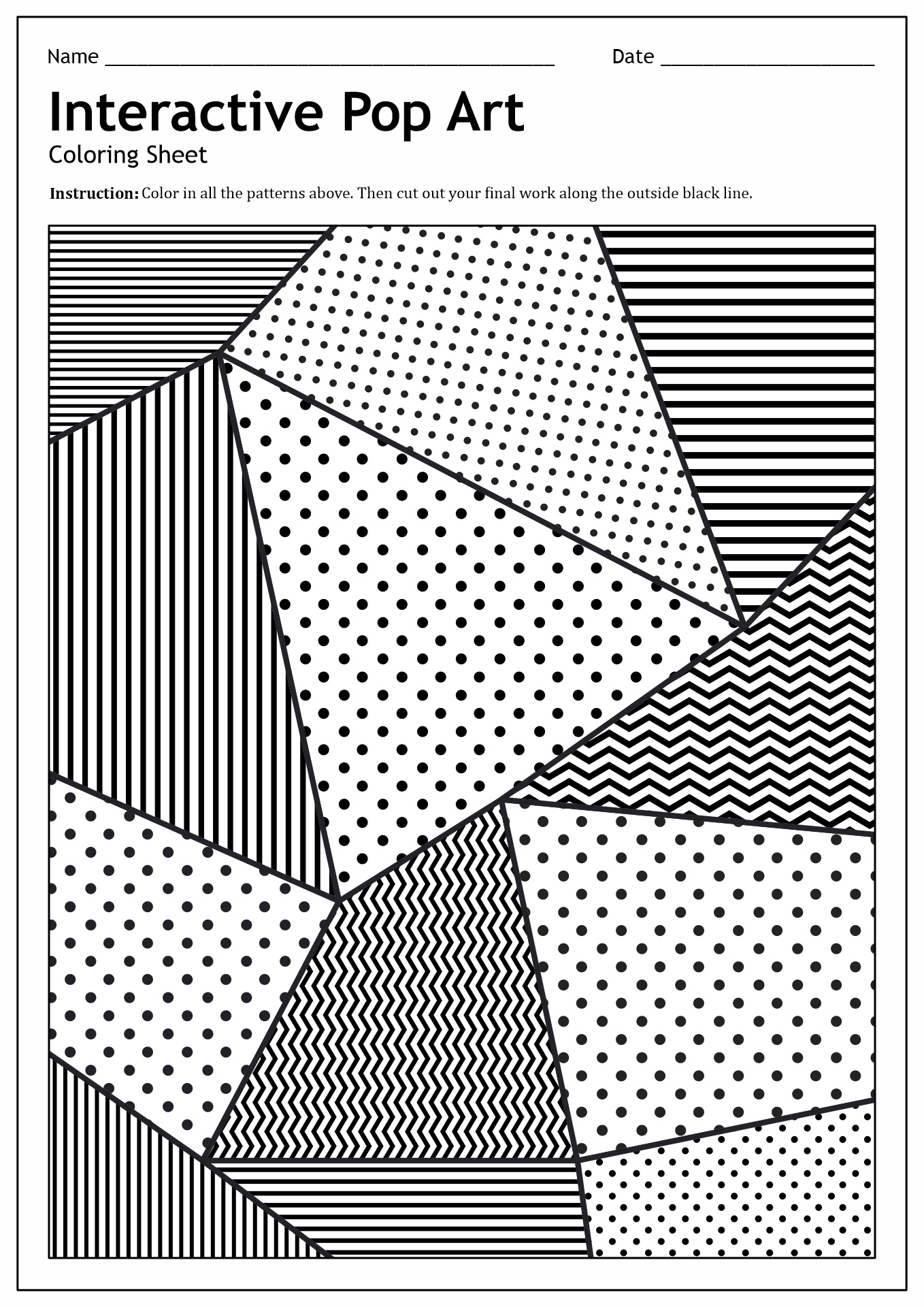 Pop art worksheet