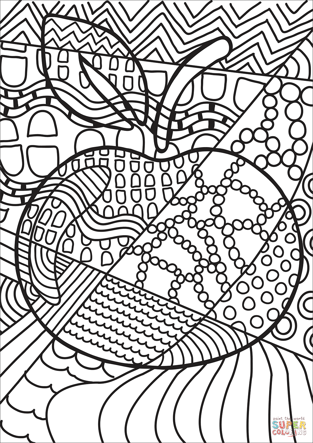 Pop art apple coloring page free printable coloring pages