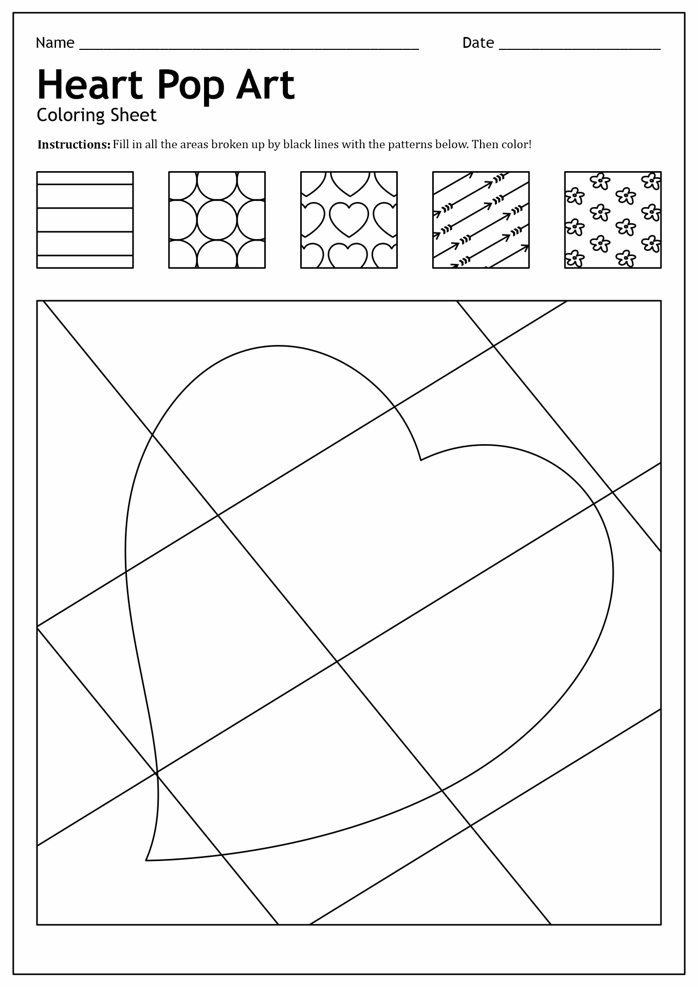 Pop art worksheet