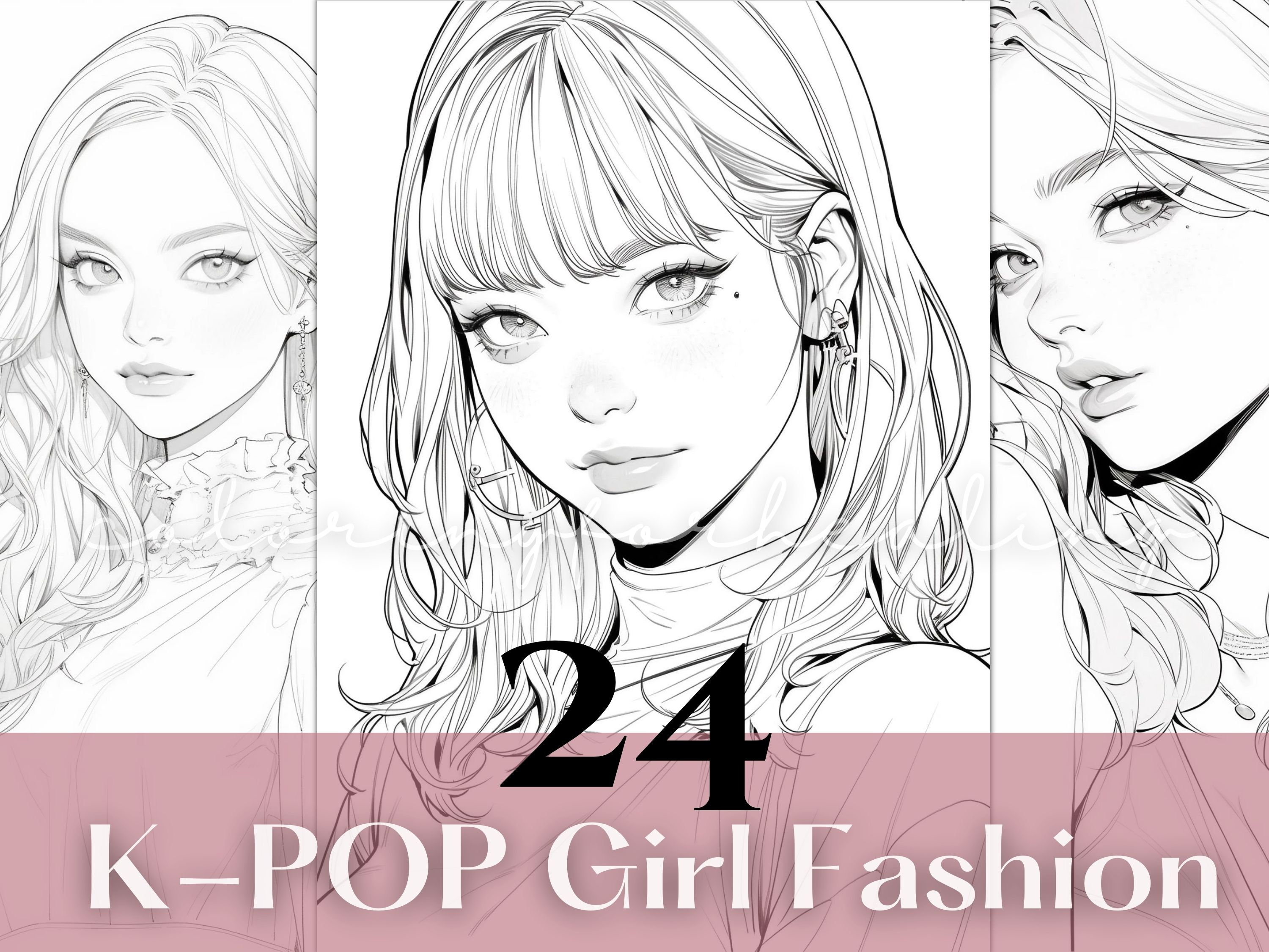 Coloring pages kpop girl fashion printable k