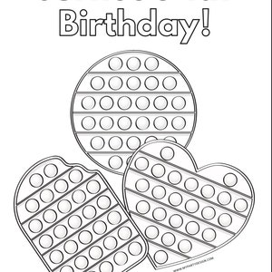 Pop party coloring page fidget birthday activity tween girl or boy party decor instant download printable editable pdf