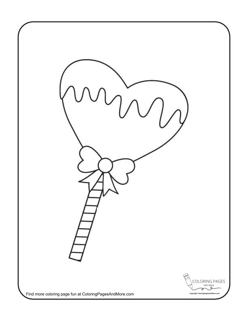 Heart cake pop coloring page