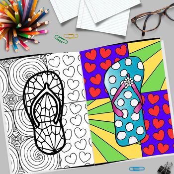 Flip flop coloring pages pop art inspired coloring sheets
