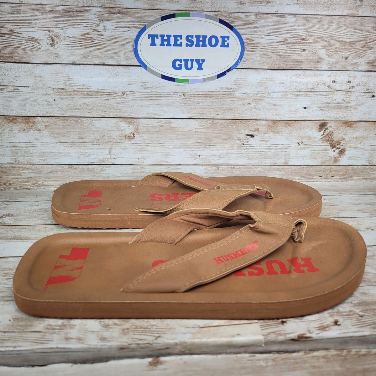 Nebraska cornhuskers mens size color pop flip flop sandals slip