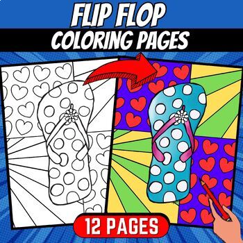 Flip flop coloring pages pop art inspired coloring sheets