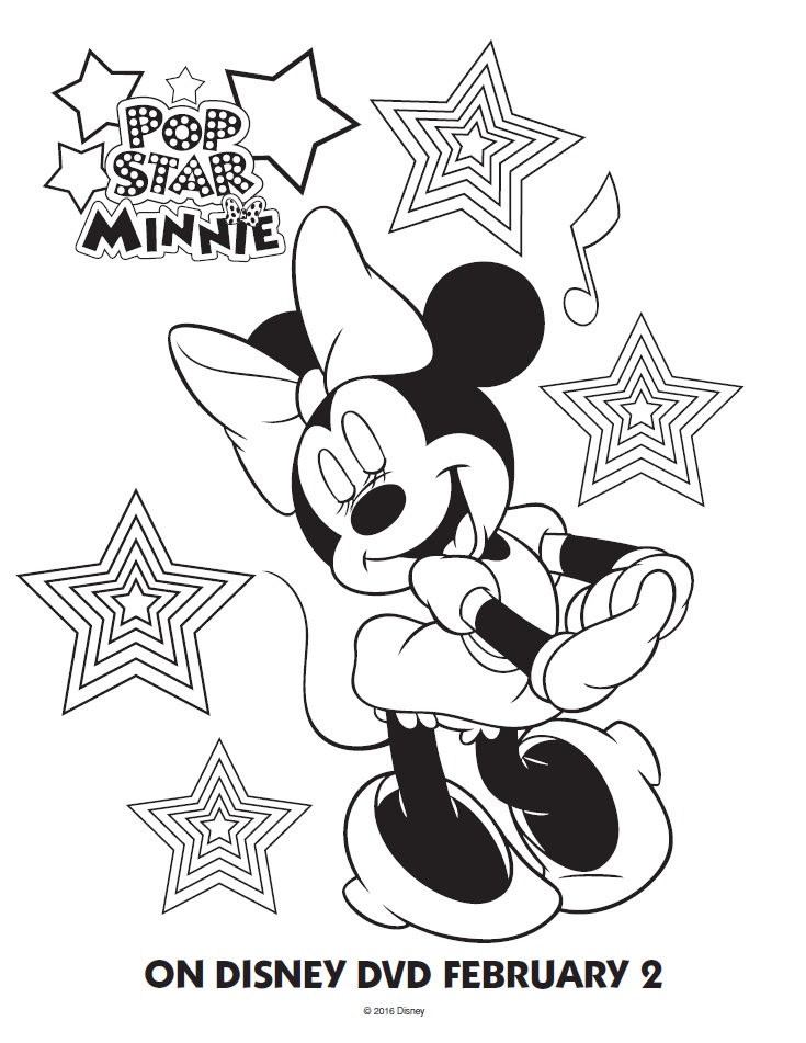 Pop star minnie mouse printable coloring pages friends