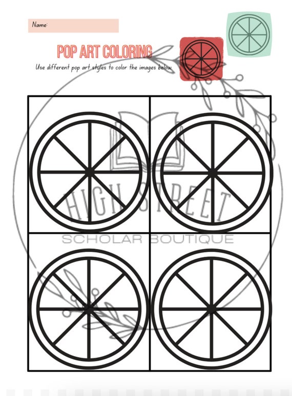 Pop art art therapy coloring sheets