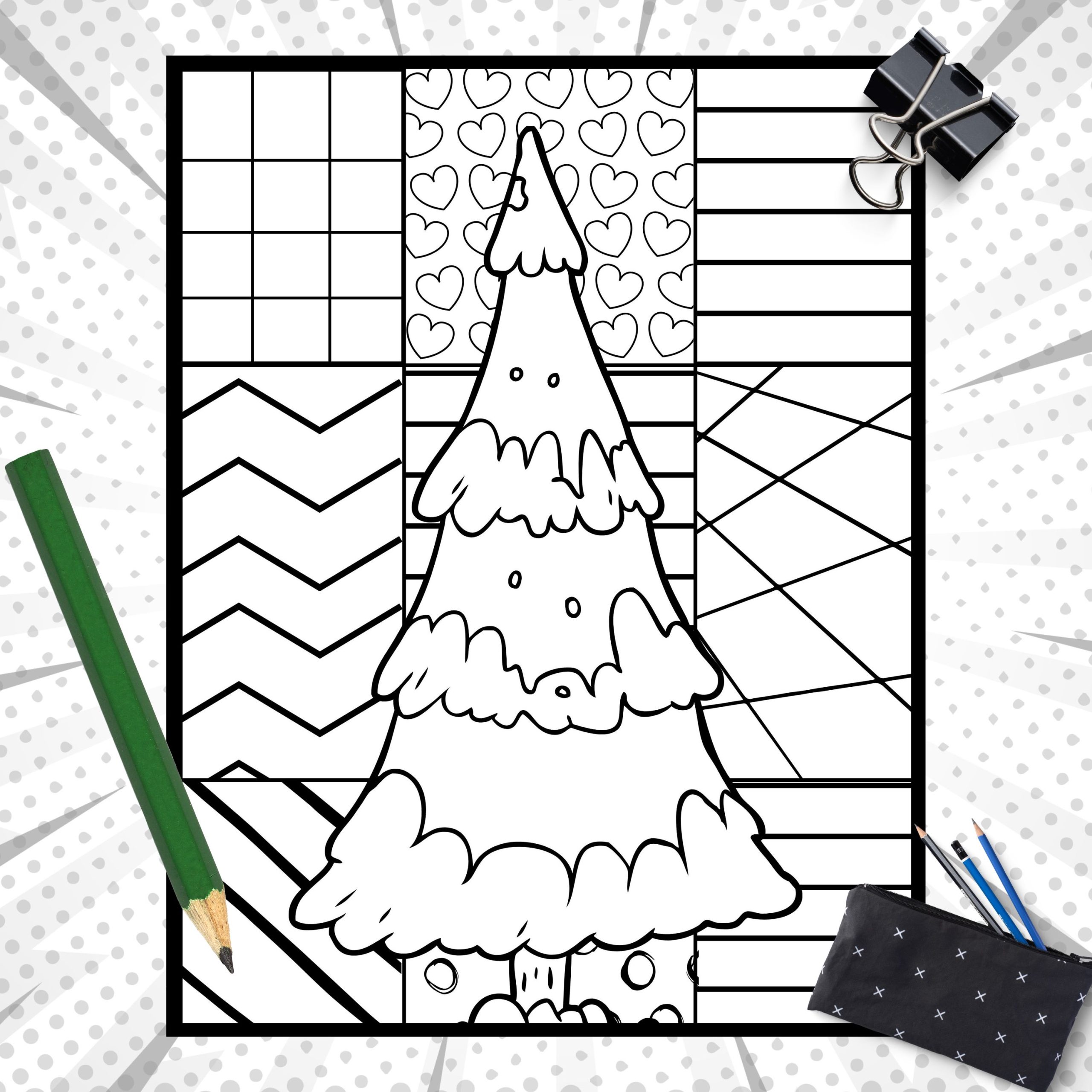 Christmas tree coloring pages pop art inspired christmas coloring sheets made by teachers