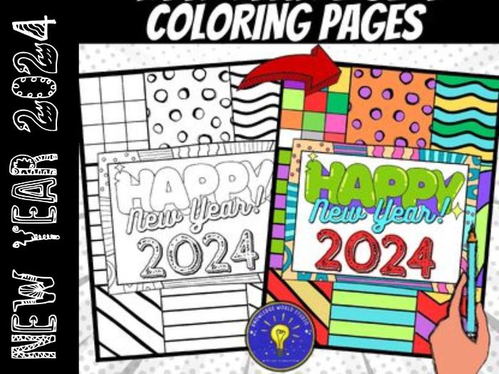 New year coloring pages pop art inspired coloring sheets teaching resources
