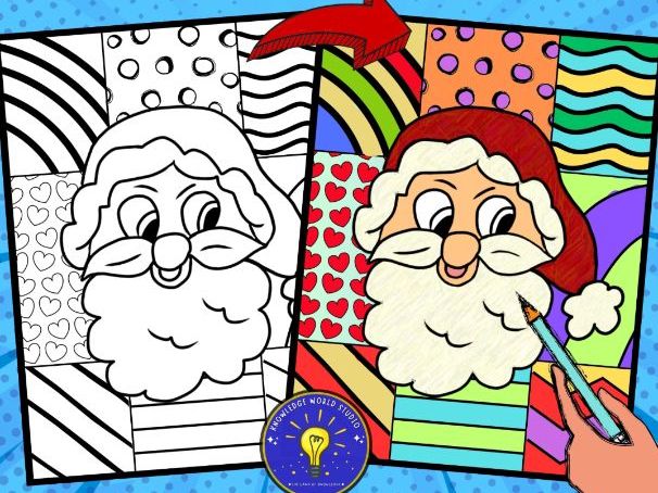 Christmas coloring pages pop art inspired coloring sheets teaching resources