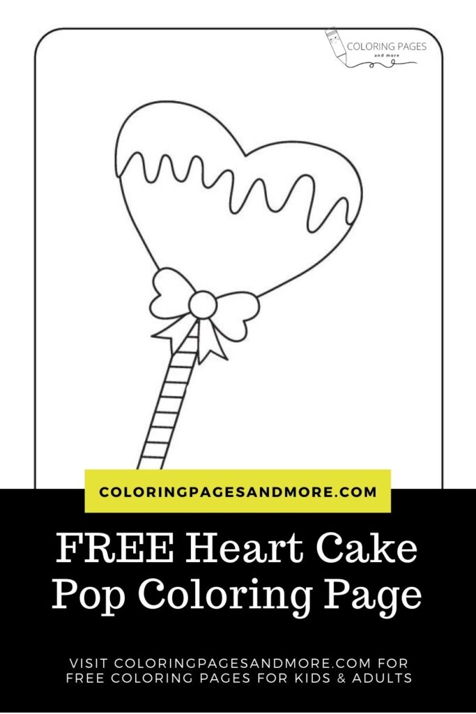 Heart cake pop coloring page