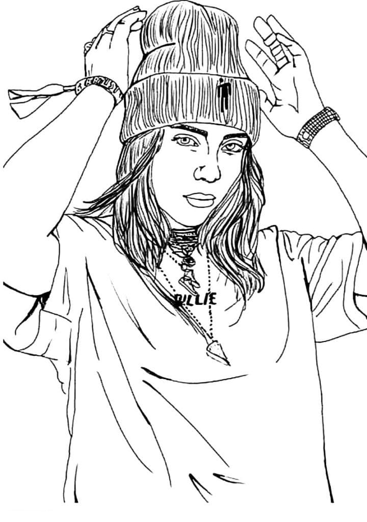 Pop singer billie eilish coloring page