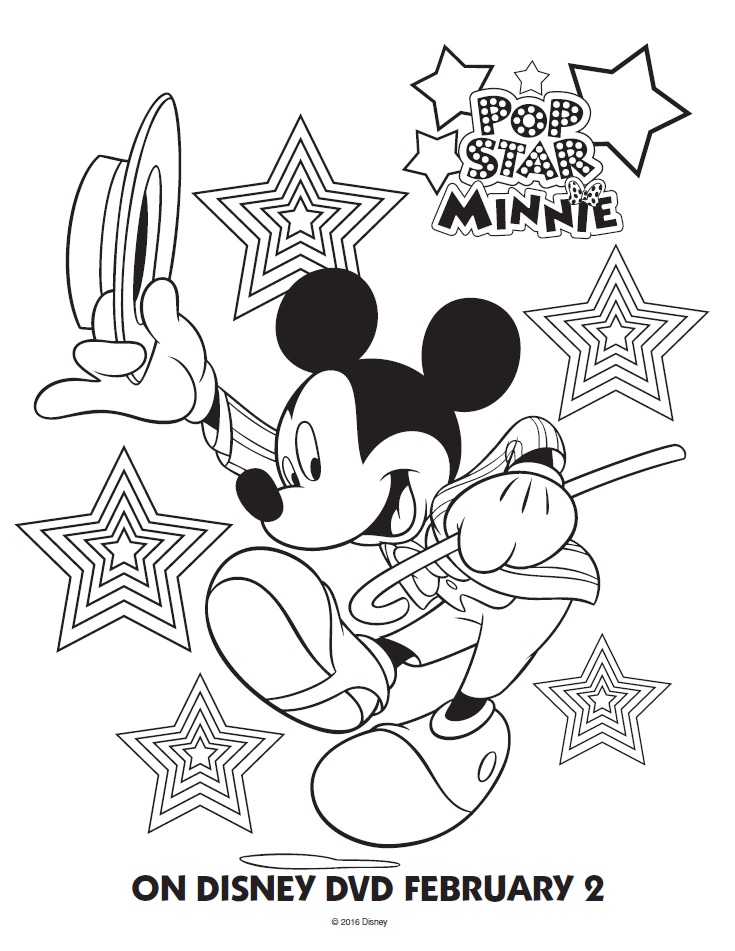 Pop star minnie mouse printable coloring pages friends