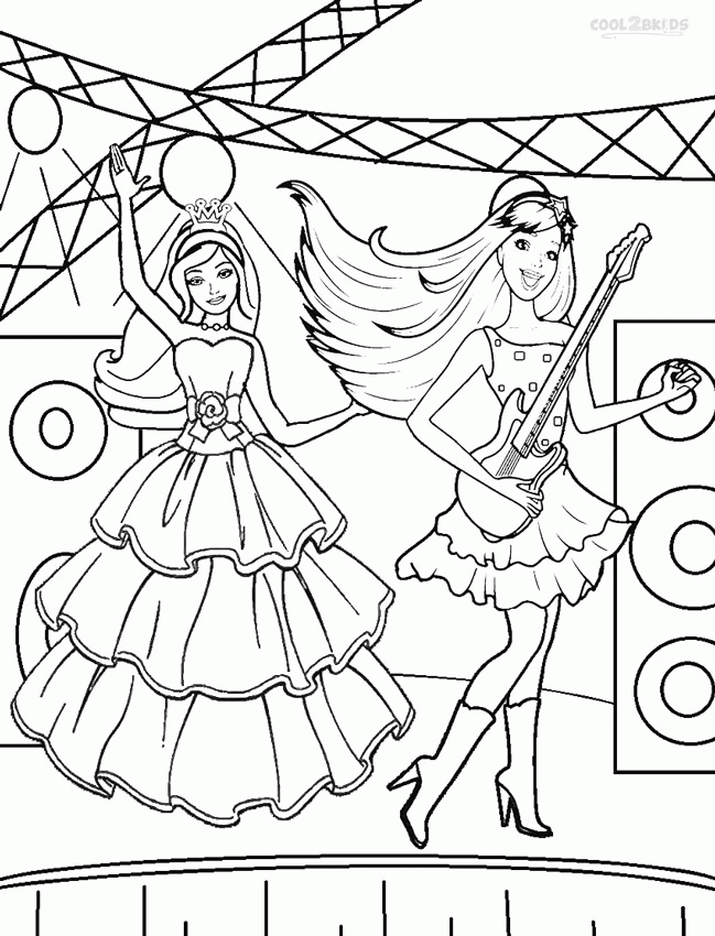 Barbie princess and the popstar coloring pages