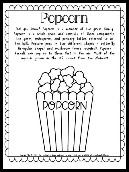 Popcorn coloring page free homeschool deals