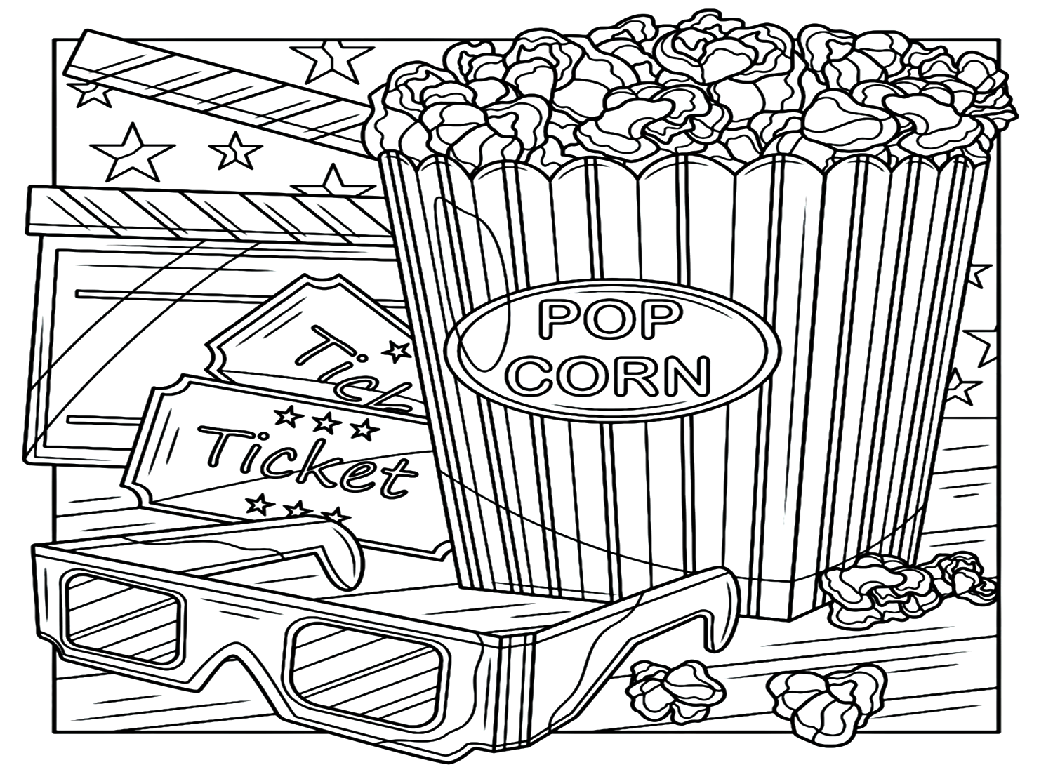Printable popcorn box coloring page