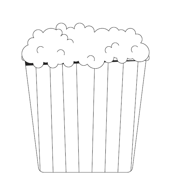 Premium vector popcorn bucket black and white d line cartoon object tasty salty popcorn box square isolated vector outline item sweet fastfood container striped cinema fun monochromatic flat spot illustration