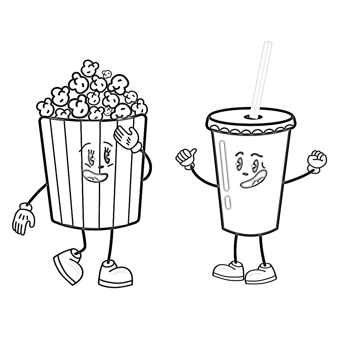 Popcorn coloring page popcorn black and white coloring page