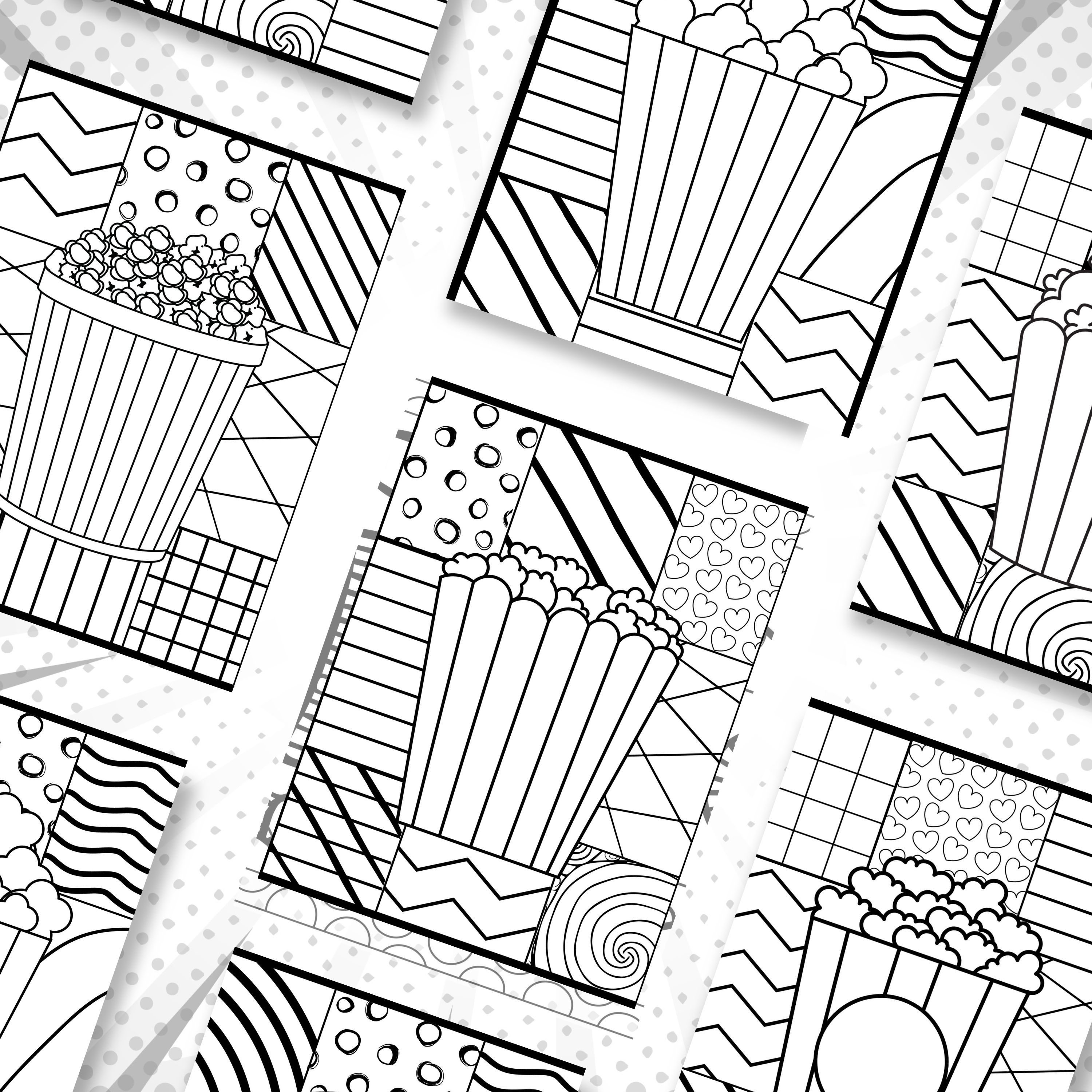 Popcorn coloring pages pop art inspired coloring sheets teaching resources