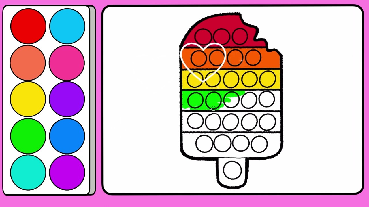 Sweet treat pop it ice cream pop it coloring page for kids