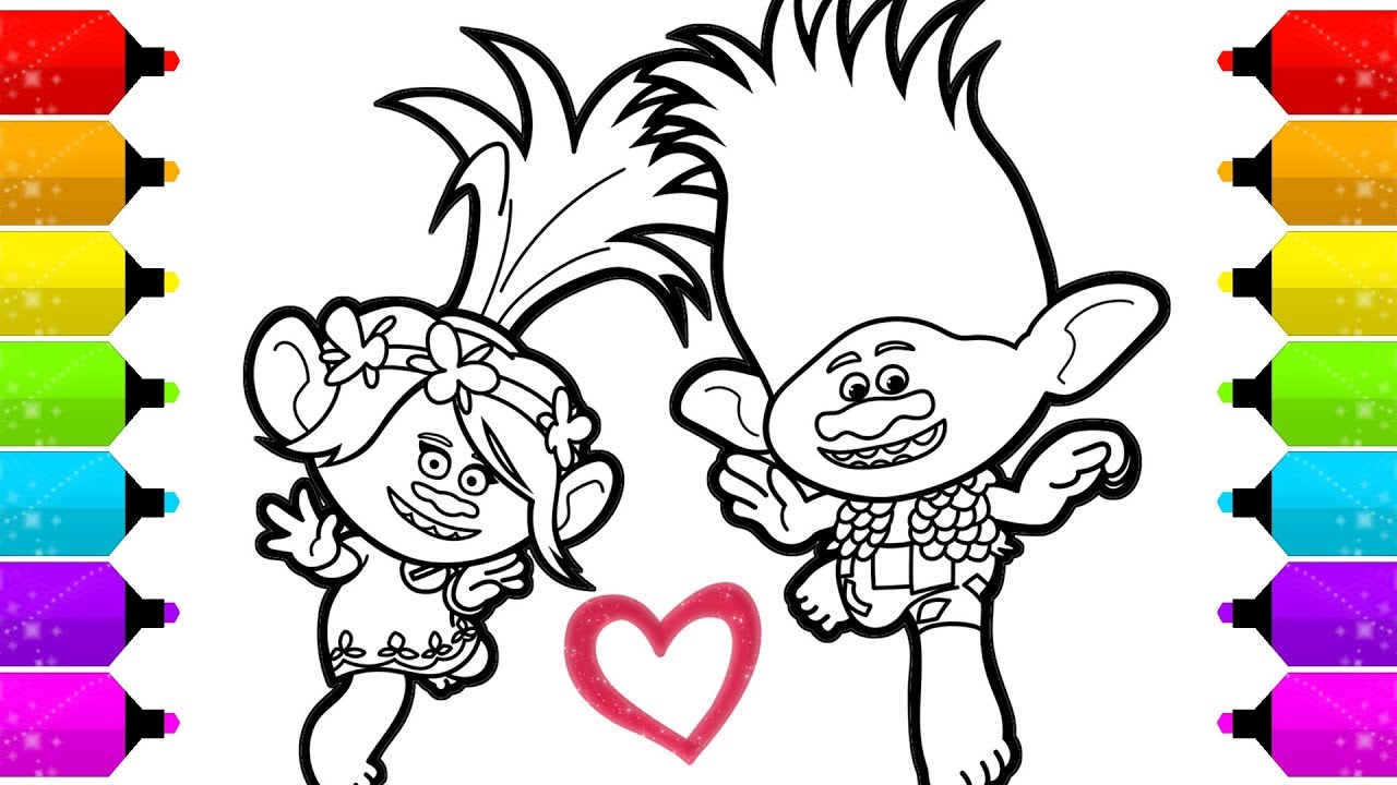 Trolls coloring pages poppy branch coloring for kids