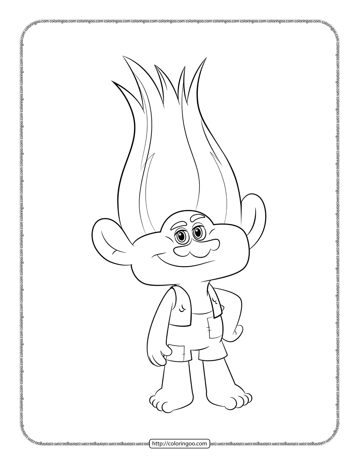 Cute branch trolls coloring pages