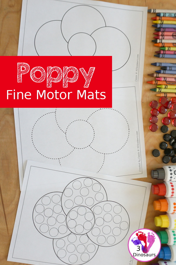 Free poppy fine motor mats dinosaurs