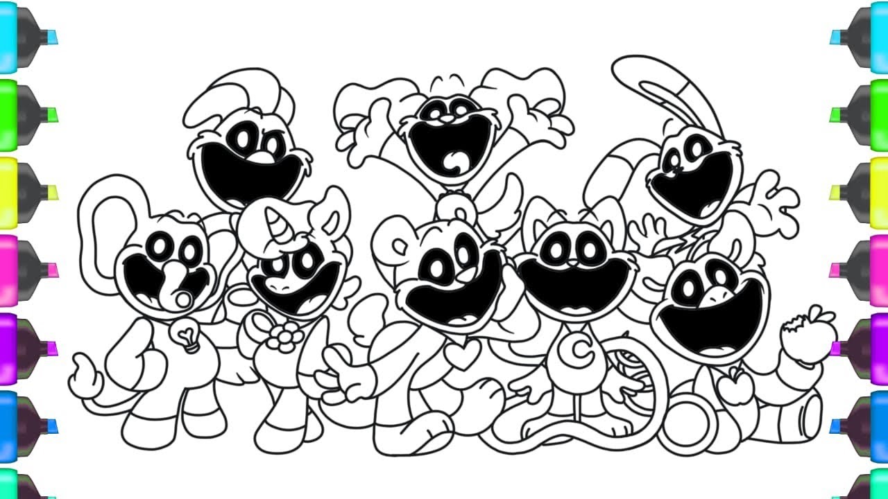 New coloring pages all characters poppy playtime chapter smiling critters