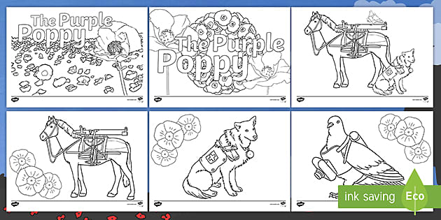 Remembrance sunday purple poppy louring pages