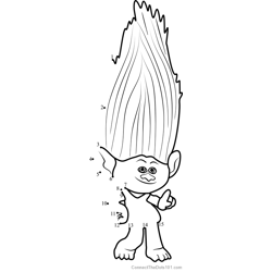 Princess poppy in trolls dot to dot printable worksheet