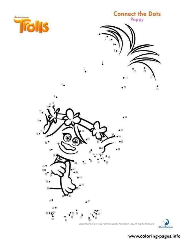 Print poppy connect the dots trolls coloring pages trolls birthday party troll party trolls birthday