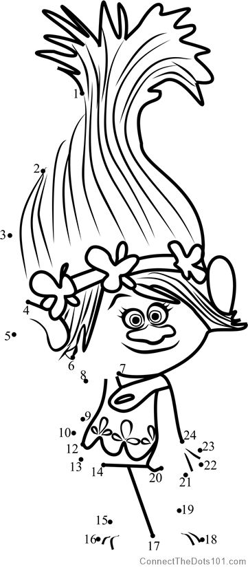 Princess poppy in trolls dot to dot printable worksheet connectthedots poppy coloring page disney princess coloring pages princess coloring pages