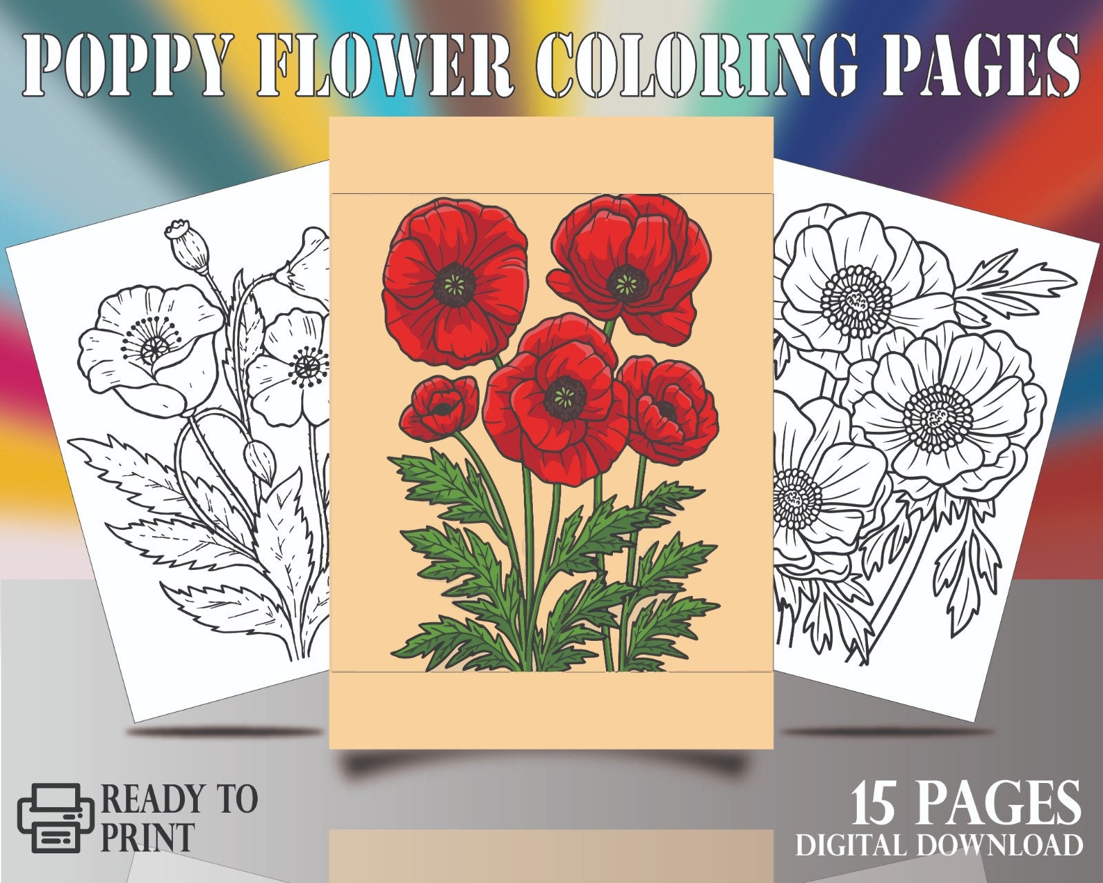 Poppies color page