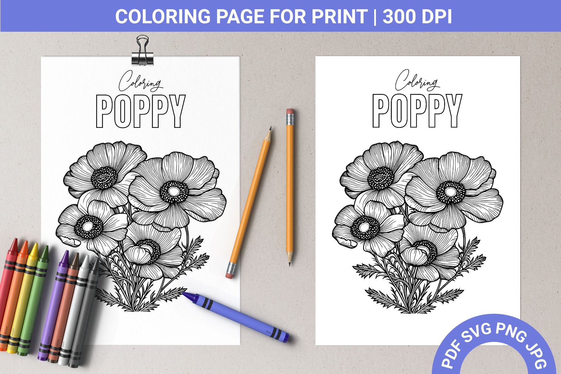 Poppy flower coloring page a