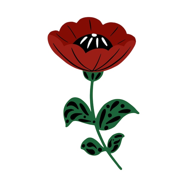Premium vector poppy flower icon image design red and green color