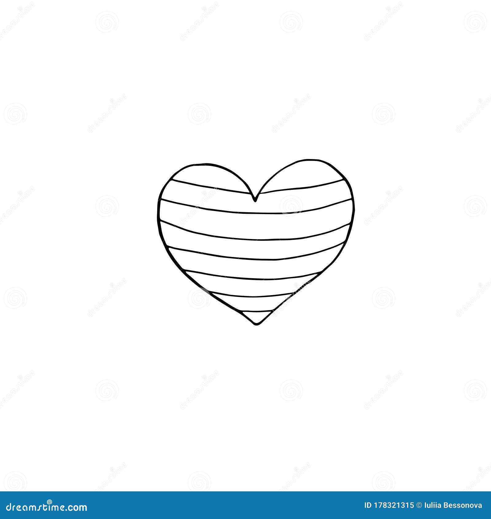 Vector outline of a heart in a stripe coloring page valentines day easter holidays clip art design element stock illustration
