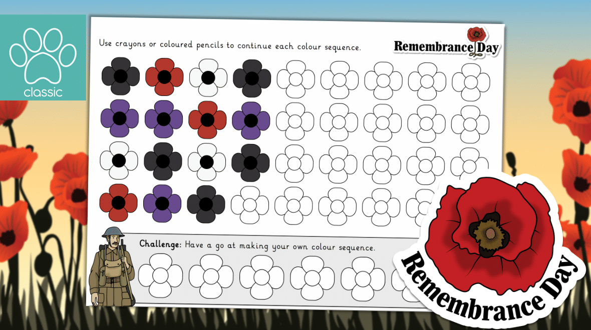 Teachers pet remembrance poppy lour pattern sequencing