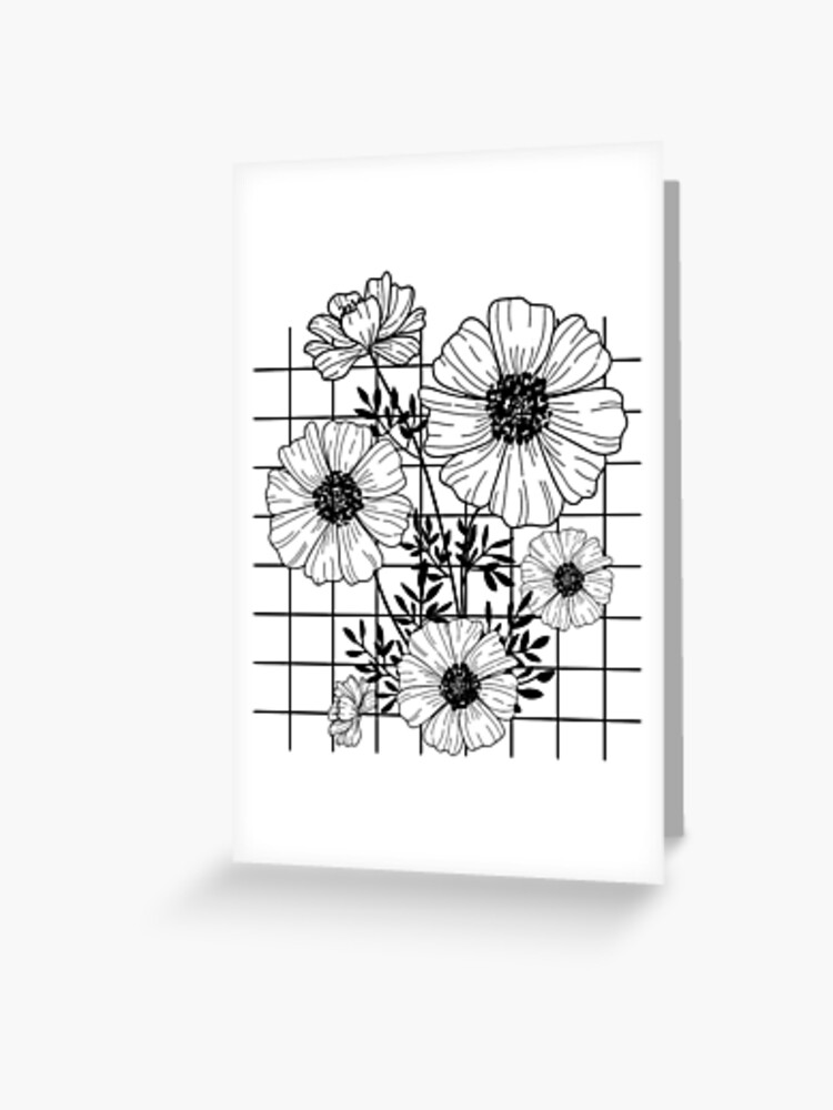 Floral pattern on grid greeting card for sale by yselle