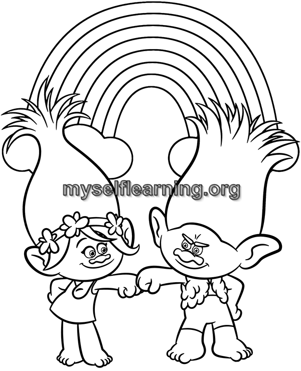 Trolls coloring sheet instant download