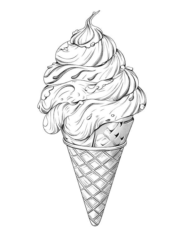 Yummy ice cream coloring pages for kids and adults
