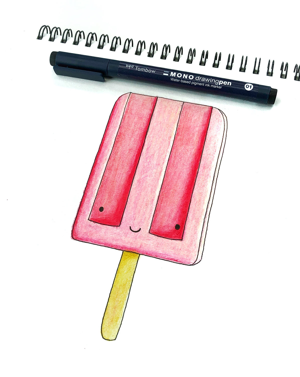 How to draw a colored pencil popsicle